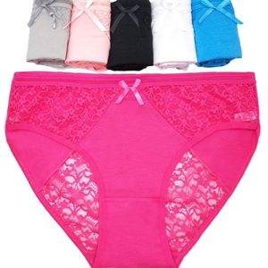 HOT PINK Lace Pantie. High Waist XL Cotton Pantie